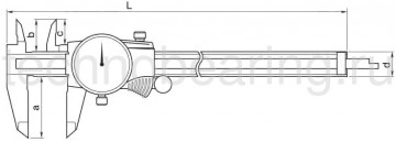 Штангенциркули Митутойо со стрелочным индикатором серии 505 схма