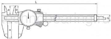 Штангенциркули Митутойо со стрелочным индикатором серии 505 с желтым циферблатом схема