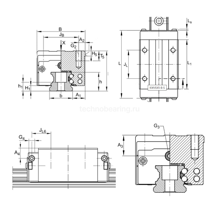 Каретка KWVE45-B-S-G3-V1 INA