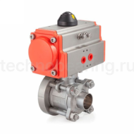 Донный клапан шаровый под приварку с пневмоприводом, нерж.304 DN65, TLBBV65WD-P TITAN LOCK