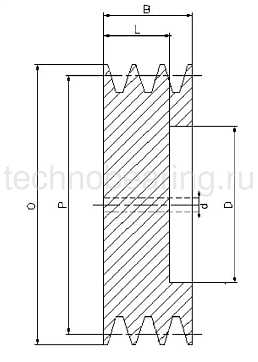 Шкив под расточку клиновой SPC 160-3 (PHP 3SPC160RSB) Sati
