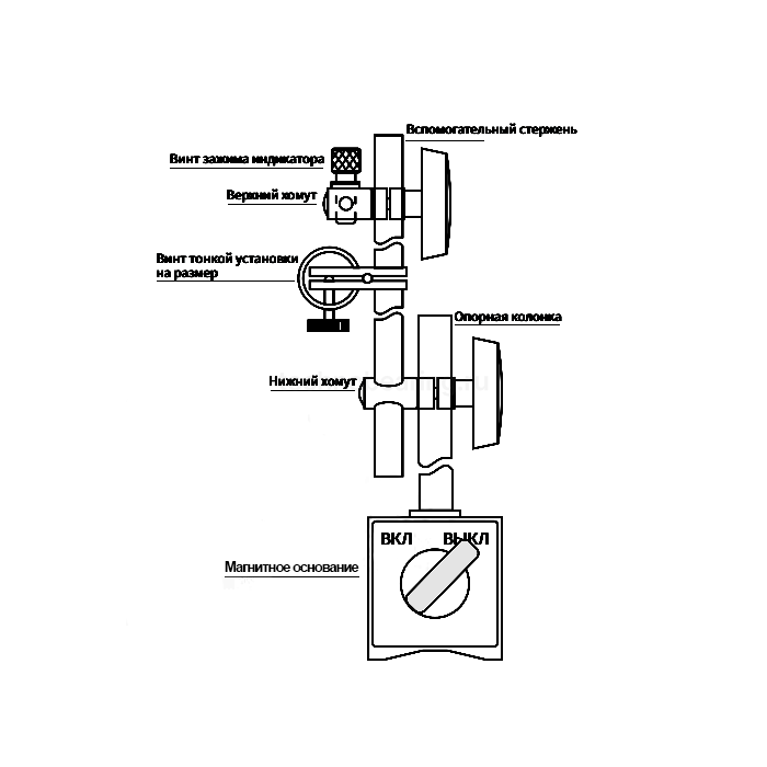 Штатив магнитный с точной регулировкой, усилие 80кг; зажим 4; 8мм; 3/8", 7123-1005 Dasqua