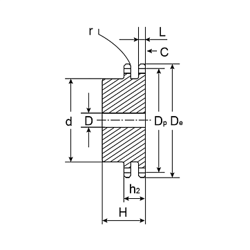 Звездочка со ступицей под расточку для цепи 10B-2, z=32, 5/8" x 3/8" PD10032 (PHS 10B-2B32) ISKRA