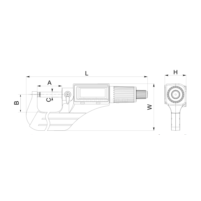 Микрометр цифровой с ножевид. пятками и невращ. микровинтом 0-25мм/0-1", 4570-5005 Dasqua