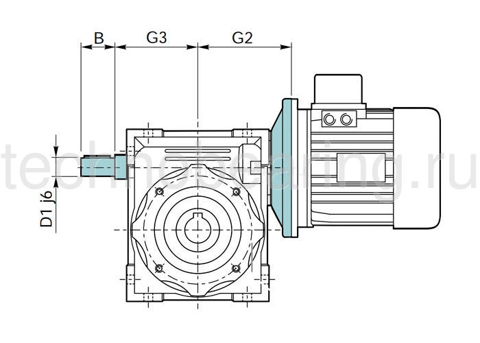Червячный редуктор: VP 040 P R20 63B5 U Sati