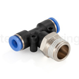 Фитинг цанговый Т-образный, 8 мм, наруж. резьба 1/4", пластик, тип PB, TLP-PB8-02 TITAN LOCK