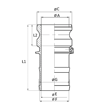 Камлок полипропиленовый тип E, ниппель с хвостовиком 2 1/2", TL250EPP TITAN LOCK