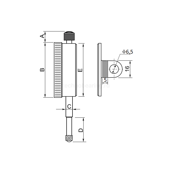 Индикатор часового типа без проушины 0-10мм/0,01мм, 5111-1110 Dasqua
