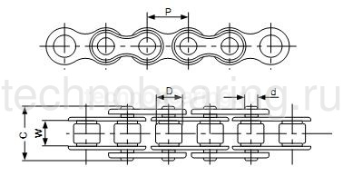Цепь приводная роликовая однорядная 24B-1 Sati