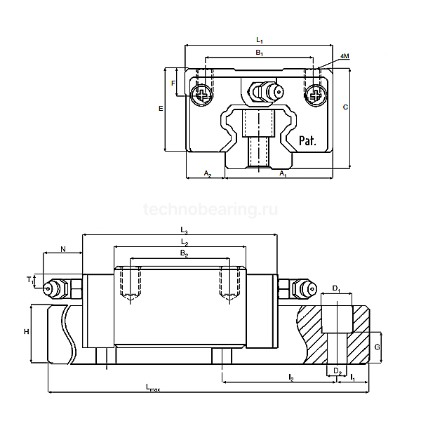 Каретка TRX25BHZ1 (LLTHC25UT1P5) ISB Linear