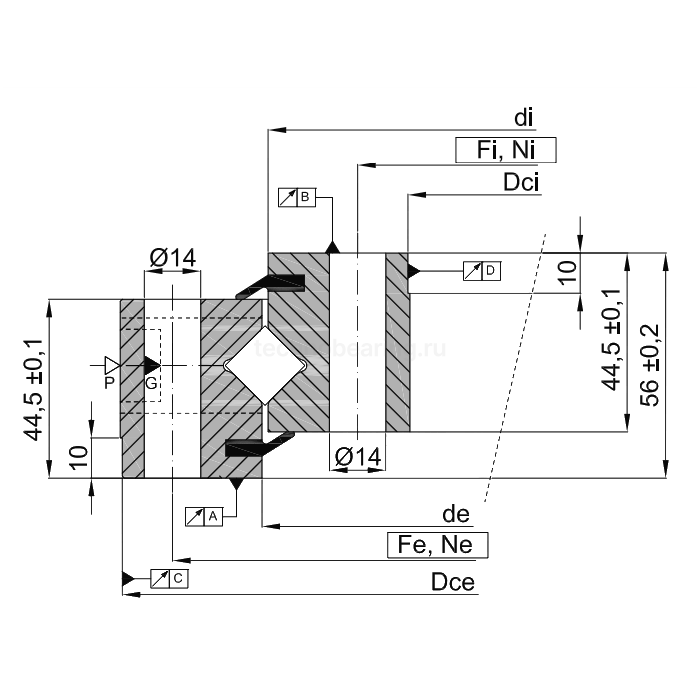 ОПУ серия с перекрестными роликами на один ряд NR1.14.0544.201-3PPN ISKRA