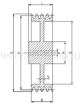 Шкив под расточку клиновой SPB 212-2 (PHP 2SPB212RSB) Sati