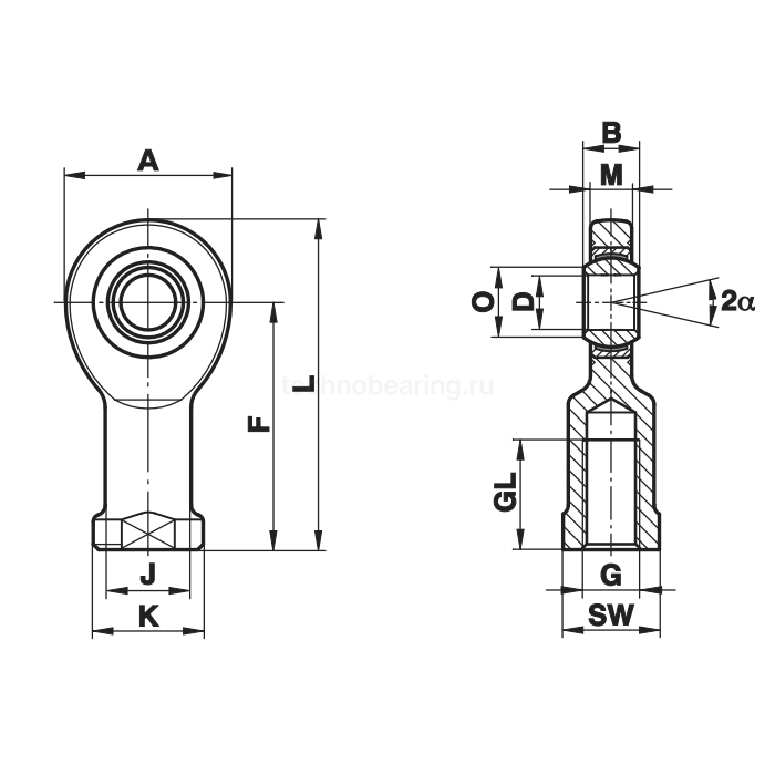 Шарнирный наконечник EI20D Fluro