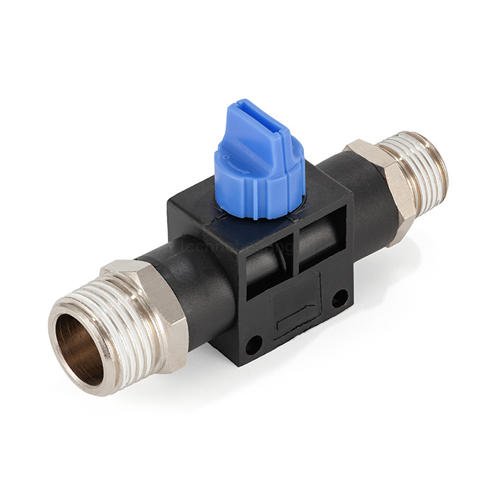 Фитинг прямой с краном, резьба 1/2", пластик, тип HVSS, TLP-HVSS04 TITAN LOCK — детальное фото 1