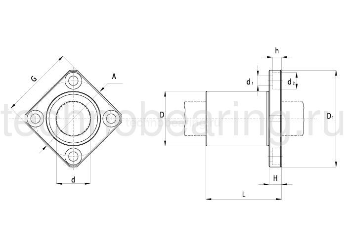 Линейный подшипник LMEK20-UU TECHNIX