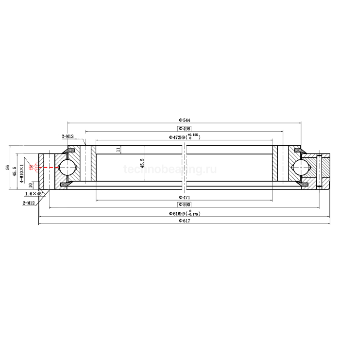 ОПУ стандартная серия с одним рядом шариков NB1.20.0544.201-1PPN ISKRA — детальное фото 1