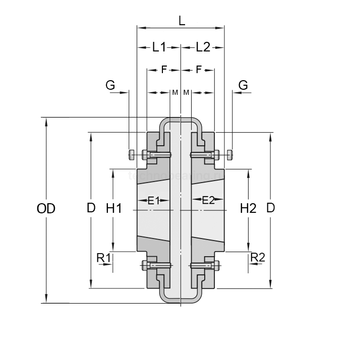 Торообразная муфта в сборе под втулку тапербуш 3020(ВН-НАР) FLEX F110 ISKRA — детальное фото 1