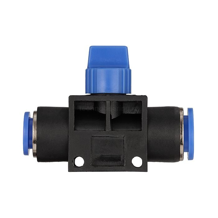 Фитинг прямой с краном, цанговый 12 мм, пластик, тип HVFF, TLP-HVFF12 TITAN LOCK