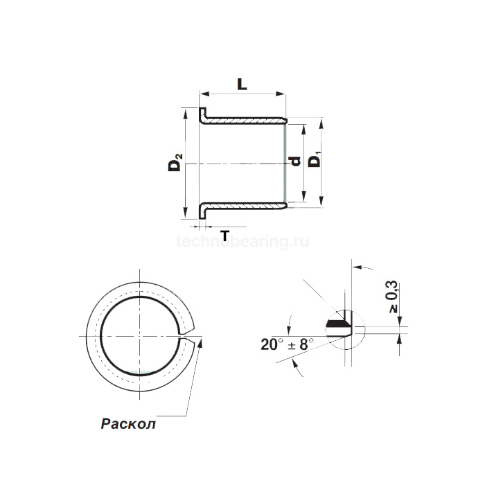 Втулка скольжения с фланцем KF06080SF1SN (PCMF060808E) ISKRA — детальное фото 1