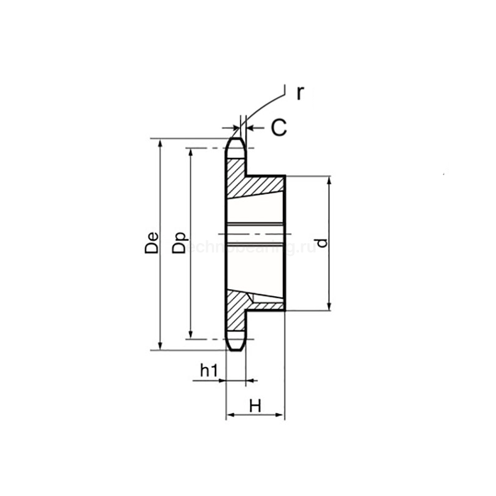 Звездочка под втулку тапербуш для цепи: 06B-1, Z=23, 3/8" x 7/32" TS05023 (PHS 06B-1 TB 23) ISKRA — детальное фото 1