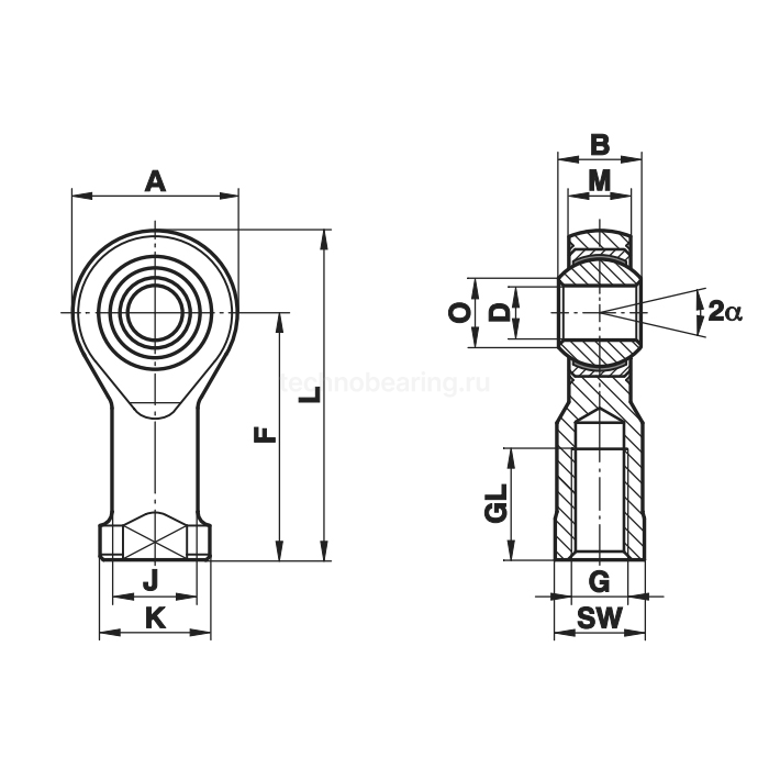 Шарнирный наконечник GIRSW20 Fluro