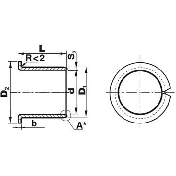 Втулка скольжения с фланцем KF5030SF1SN (PCMF505530E) ISKRA