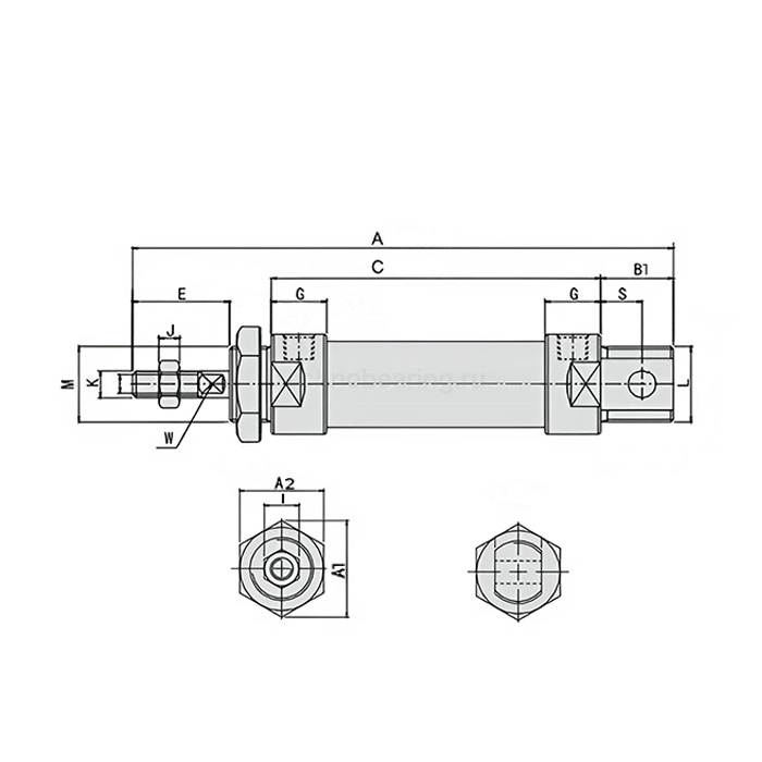 Пневмоцилиндр серии MAL, 32X50, TLP-PC32X50MAL TITAN LOCK — детальное фото 1