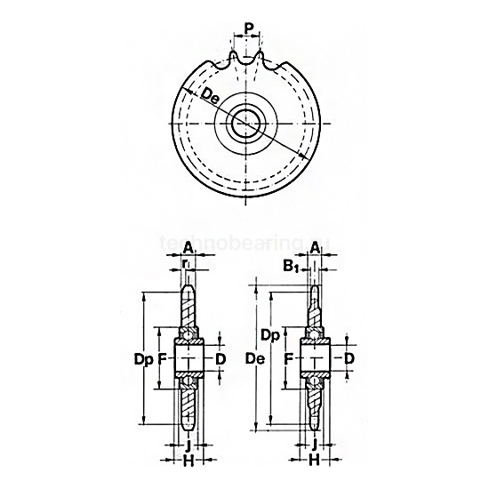 Звездочка натяжная на шариковых подшипниках для цепи 10B, Z=17, 5/8"x3/8" PC10017 ISKRA