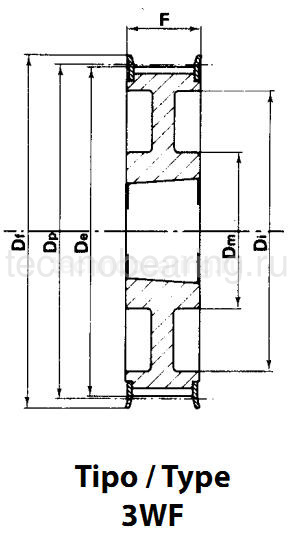Шкив зубчатый под втулку тапербуш для ремня дюймового профиля 48H100 (PHP 48H100TB) Sati