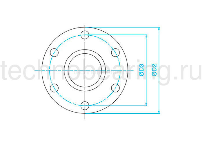 Гайка трапецеидальная c фланцем (бронза) d=28 мм, шаг резьбы 5 мм (прав. резьба), BFM 28-5-D FLI