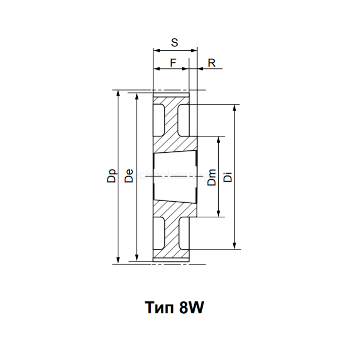 Шкив зубчатый с профилем HTD под втулку тапербуш 80-8M-30 TB (PHP 80-8M-30TB) Sati — детальное фото 1