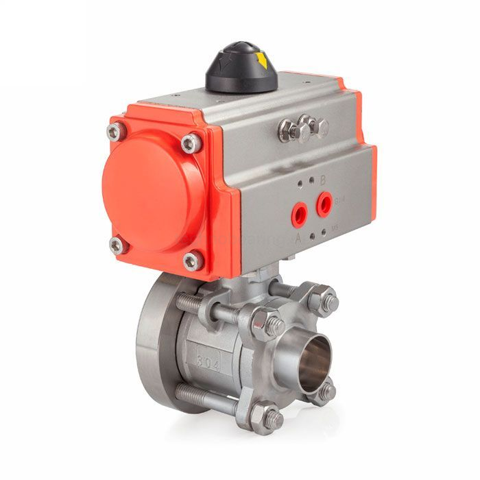 Донный клапан шаровый под приварку с пневмоприводом, нерж.304 DN40, TLBBV40WD-P TITAN LOCK — детальное фото 0