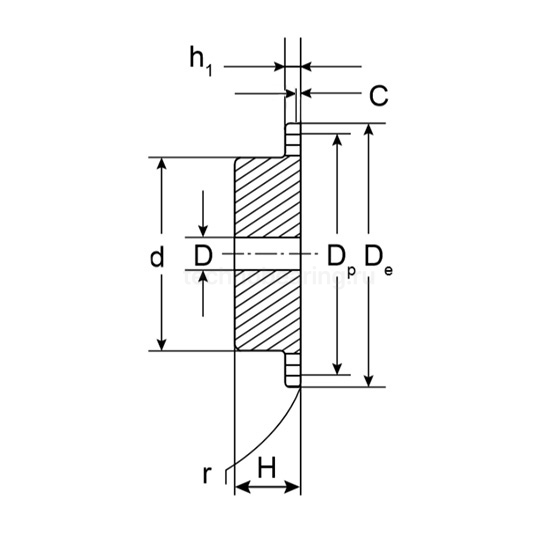 Звездочка со ступицей под расточку для цепи 03-1, z=12, 5 x 2,5 mm PS01012 ISKRA