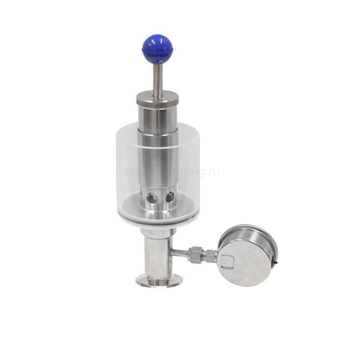 Шпунт-аппарат с манометром (прямой), давл. до 2,2 бар под Clamp DN20 нерж. 304 TL20TGMSPG-CL TITAN LOCK