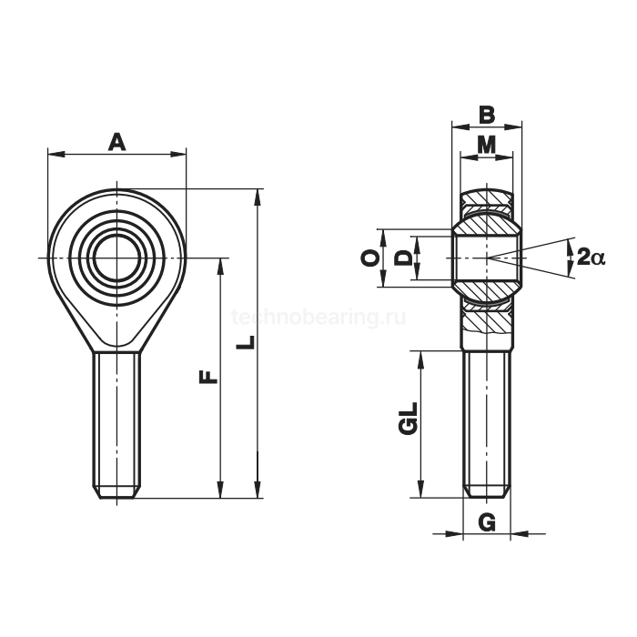 Шарнирный наконечник GASW12 Fluro