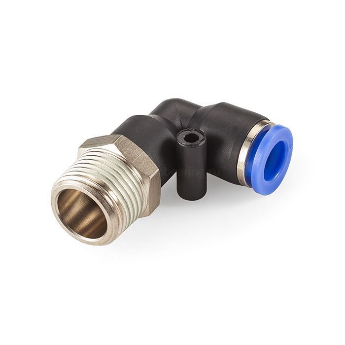 Фитинг цанговый угловой 8 мм, наруж. резьба 1/4", пластик, тип PL, TLP-PL8-02 TITAN LOCK