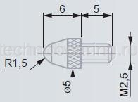 Стандартный наконечник для индикатора TESA M2,5 (сталь)