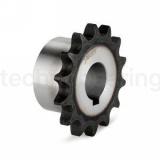 Звездочка с готовым отверстием d=20 для цепи 08B-1, Z=14, со ступицей, с калеными зубьями, шпон. паз ISKRA