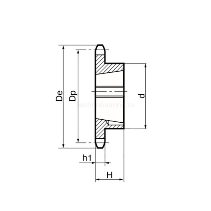 Звездочка под втулку тапербуш для цепи: 10B-1, Z=26, 5/8" x 3/8" TS10026 (PHS 10B-1 TB 26) ISKRA — детальное фото 1