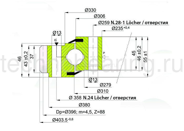 ОПУ стандартная серия с одним рядом шариков EB1.220308200-1SPPN ISB