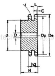 Звездочка со ступицей под расточку для цепи 08B-2, z=14, 1/2" x 5/16" PD09014 (PHS 08B-2B14) Sati