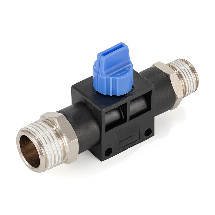 Фитинг прямой с краном, резьба 1/2", пластик, тип HVSS, TLP-HVSS04 TITAN LOCK — детальное фото 0