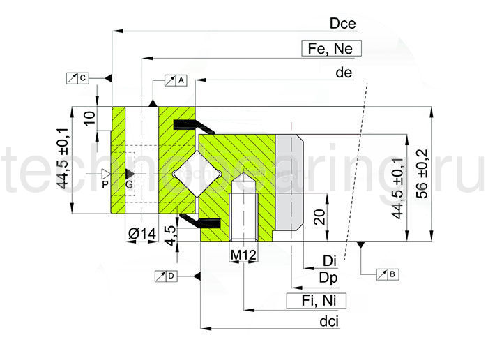 ОПУ серия с перекрестными роликами на один ряд ZR1.14.0414.201-3RPTN ISB