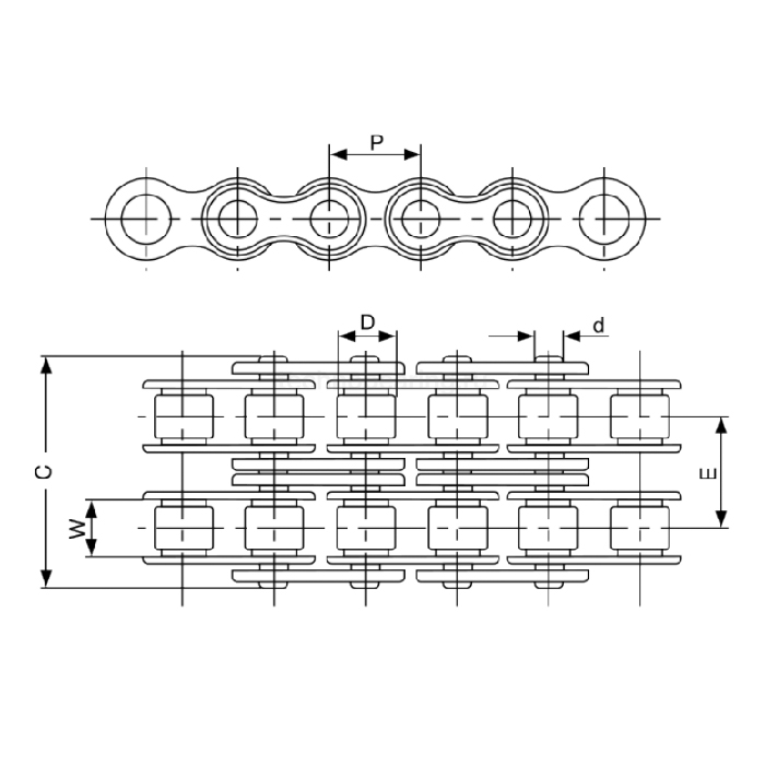 Цепь приводная роликовая двухрядная 16B-2 ISKRA — детальное фото 1