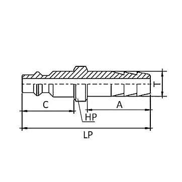 3/8in, БРС серия D, ISO 6150 B, ниппель, хвост под рукав, латунь TL3DMH-B TITAN LOCK
