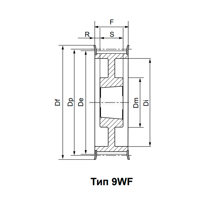 Шкив зубчатый с профилем HTD под втулку тапербуш 5614M-40 TB (PHP 5614M-40TB) Sati — детальное фото 1