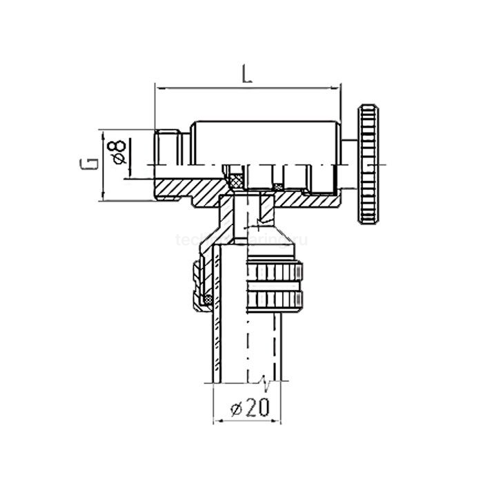 Верхний кран уровнемера DN15 (трубка 20мм), нерж. 304, TL015UTLS TITAN LOCK — детальное фото 1