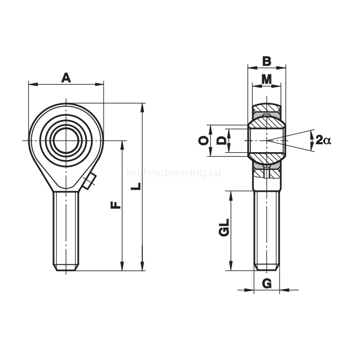 Шарнирный наконечник GALRS16 Fluro