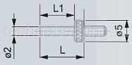 Стальная измерительная вставка с плоской изм. поверхностью d2 мм, L=5/2.8 мм, М2.5 TESA