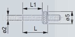 Стальная измерительная вставка с плоской изм. поверхностью d2 мм, L=5/2.8 мм, М2.5 TESA